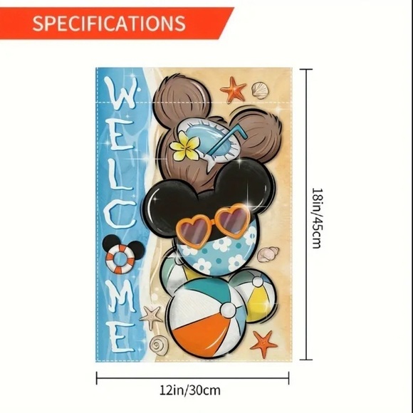 Disney Tropical Welcome Garden Flag - Double-Sided Beach Theme NIP - Picture 3 of 4